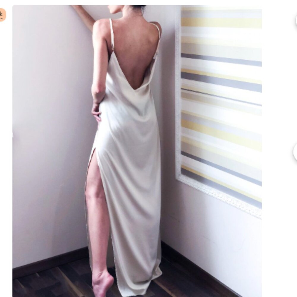 Etsy ShySilk 100% Silk Low Back Long Nightgown